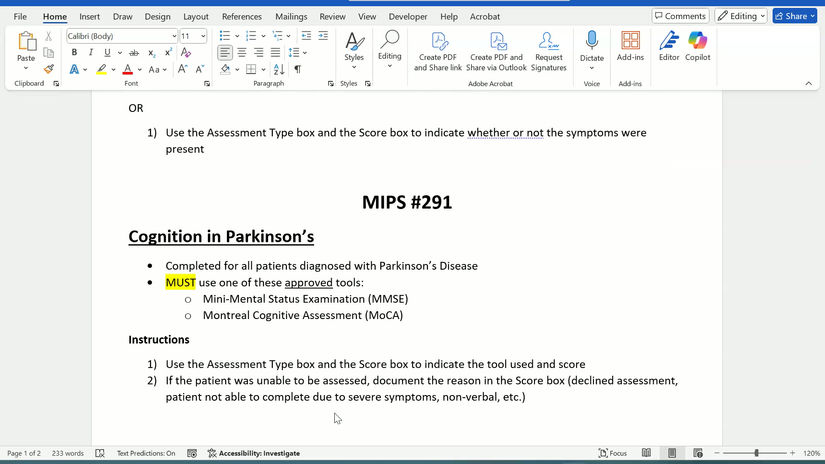 MIPS 291 Parkinsons 2025